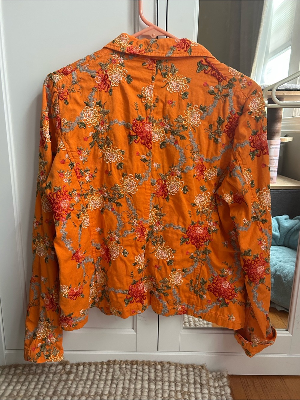 Johnny Was Tangerine Floral Embroidered Blazer - Picture 2 of 7